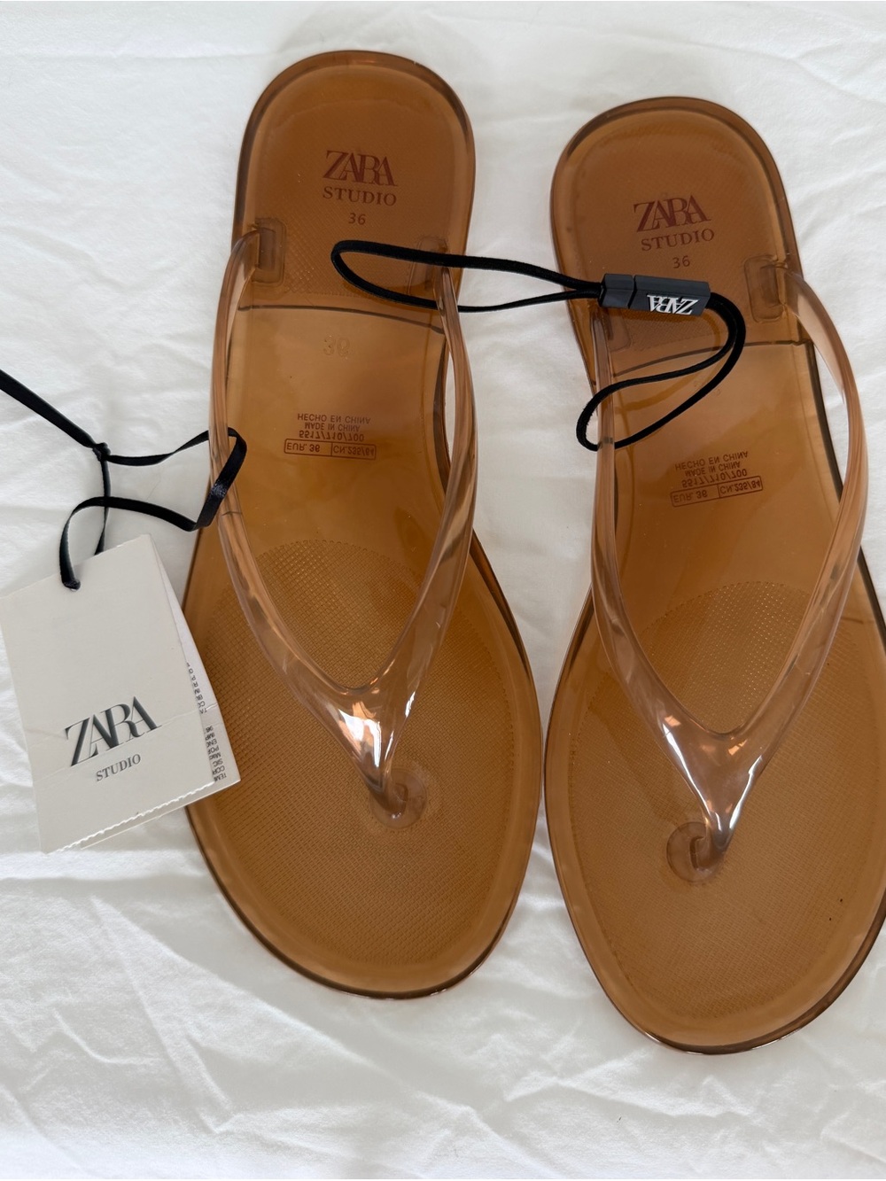 Zara Studio Brown Transparent Jelly Sandals 6.5
